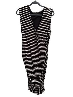 Mossimo Supply Co. Black and White Striped Sleeveless Midi Dress